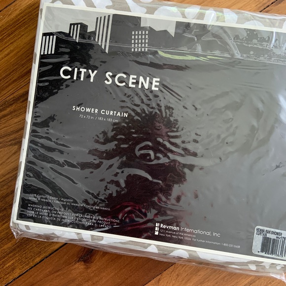 City Scene Gray Beige Boho Cotton Shower Curtain - Picture 2 of 4